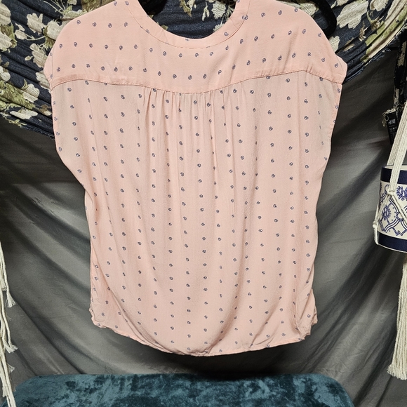 🆕 Style & Co Pastel Pink Button Down Blouse with Cap Sleeves size PS - Picture 3 of 5